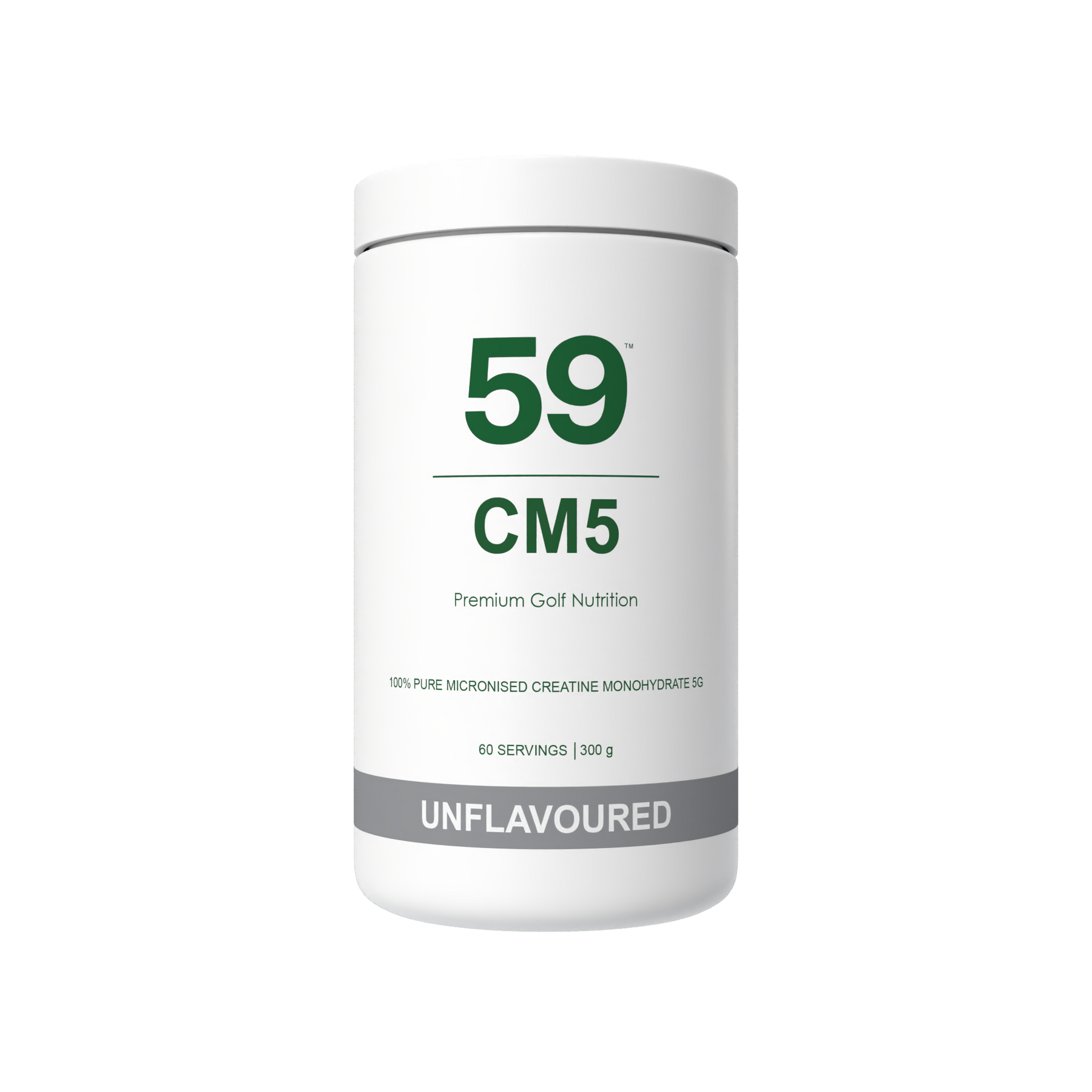 59 CM5 unflavoured creatine product tub on a white background