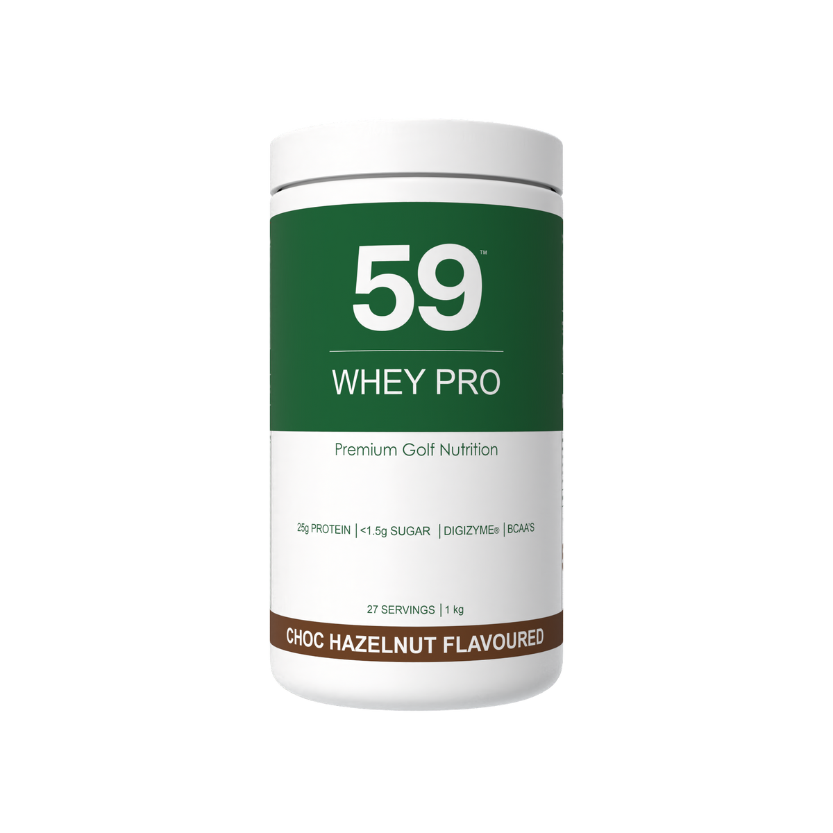 59 Whey Pro Choc Hazelnut product tub on a white background