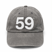 Front view of green Supporters Washed Hat with white 59 embroidery