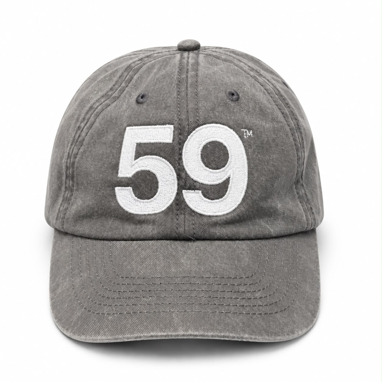 Front view of green Supporters Washed Hat with white 59 embroidery