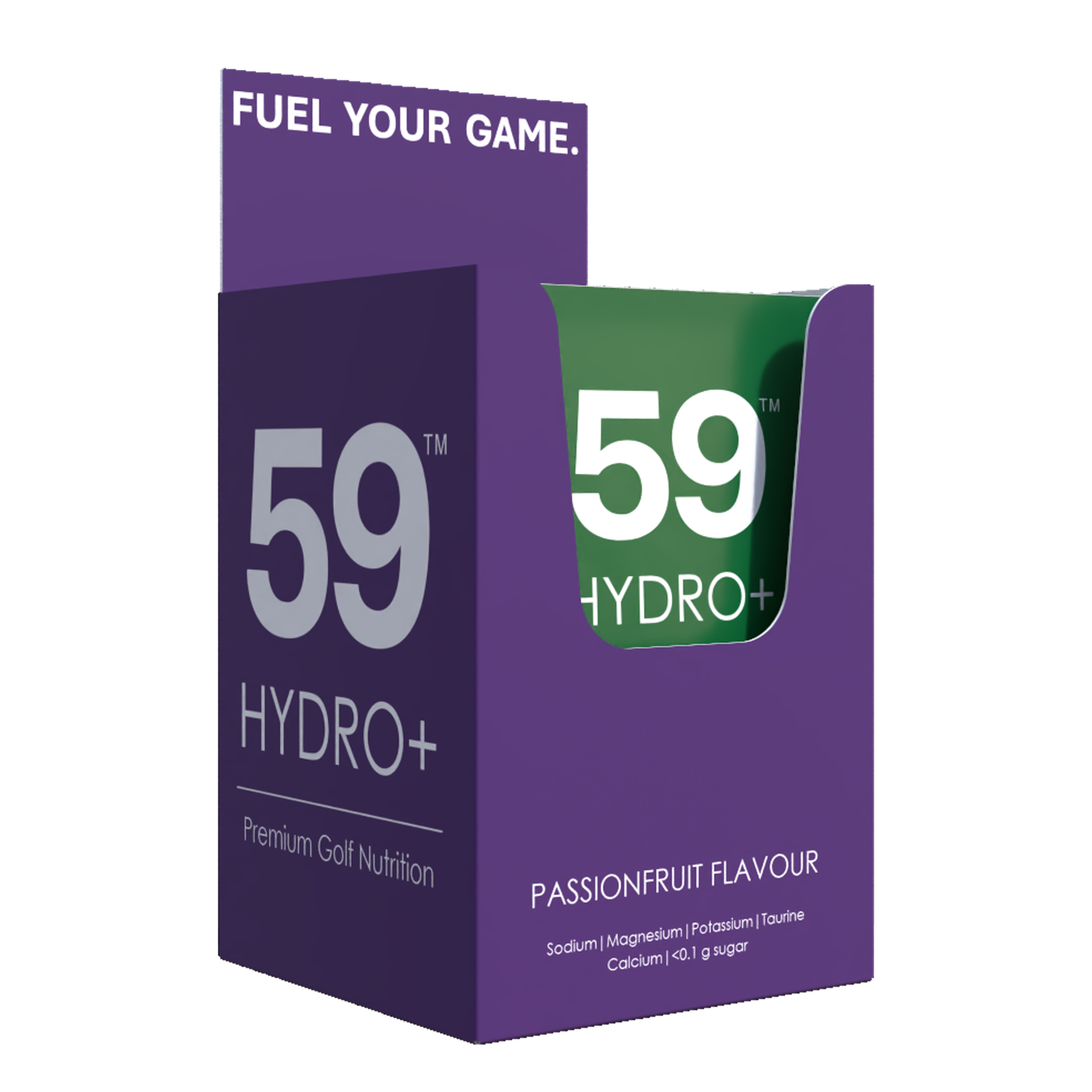 59 Hydro+ Passionfruit product sachet on a white background